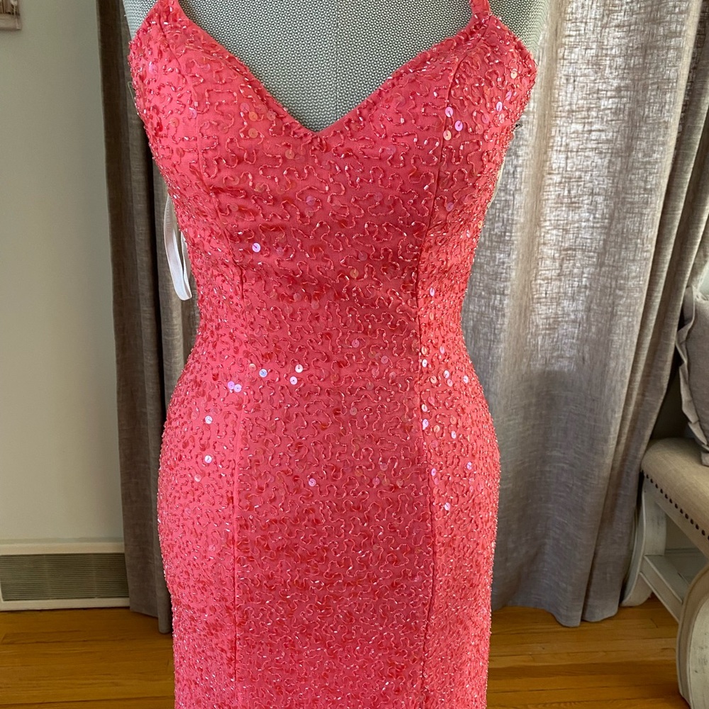 Backless beaded cocktail dress